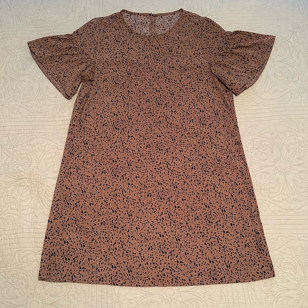 Women’s SHEIN Ruffle Cuff Dalmatian Dress Mocha Brown Medium
